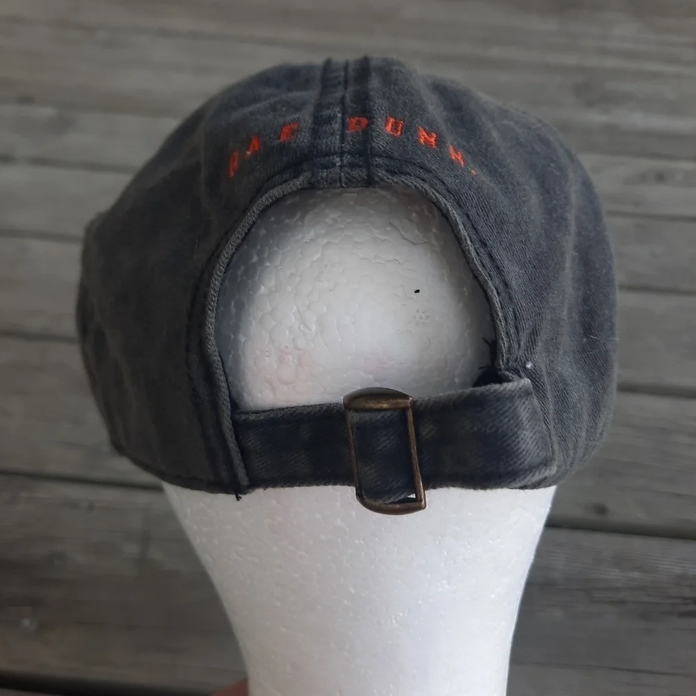 Rae Dunn Hello Pumpkin 100% cotton faded black orange embroidered baseball hat